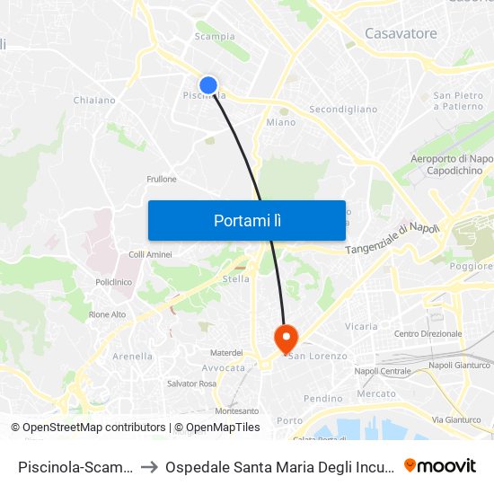 Piscinola-Scampia to Ospedale Santa Maria Degli Incurabili map