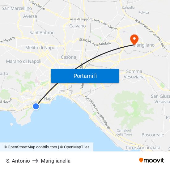 S. Antonio to Mariglianella map