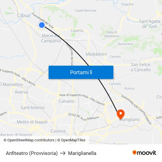 Anfiteatro (Provvisoria) to Mariglianella map