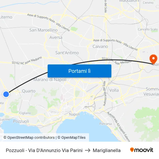 Pozzuoli  - Via D'Annunzio Via Parini to Mariglianella map