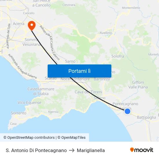 S. Antonio Di Pontecagnano to Mariglianella map