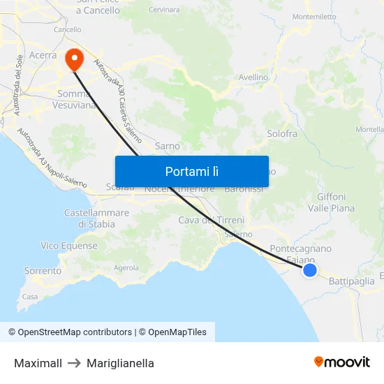 Maximall to Mariglianella map