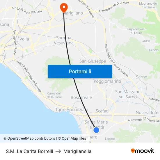 S.M. La Carita  Borrelli to Mariglianella map