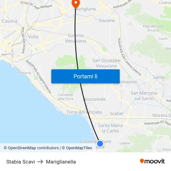 Stabia Scavi to Mariglianella map