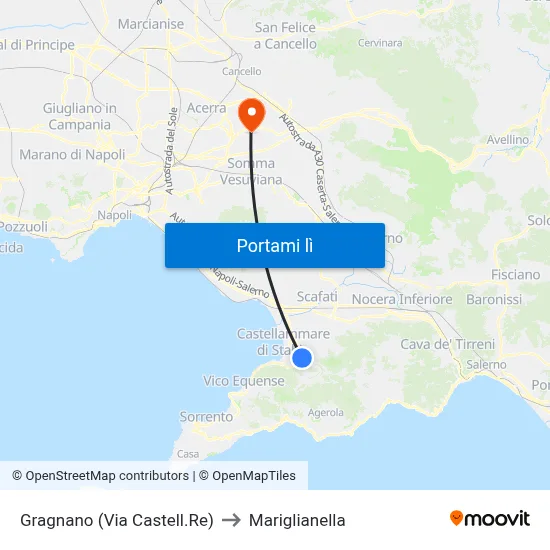 Gragnano (Via Castell.Re) to Mariglianella map