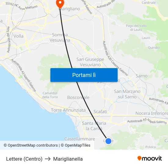 Lettere (Centro) to Mariglianella map