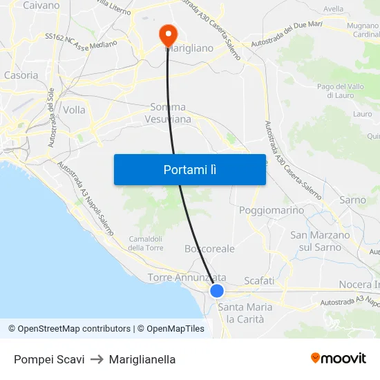 Pompei Scavi to Mariglianella map