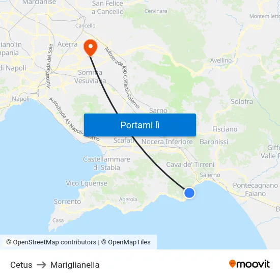 Cetus to Mariglianella map