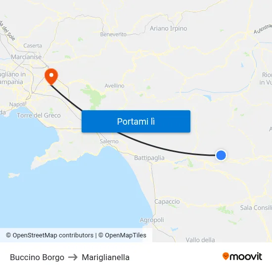 Buccino Borgo to Mariglianella map