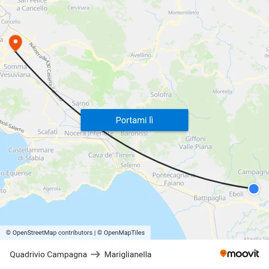 Quadrivio Campagna to Mariglianella map