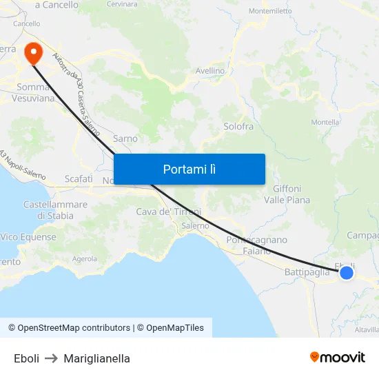 Eboli to Mariglianella map