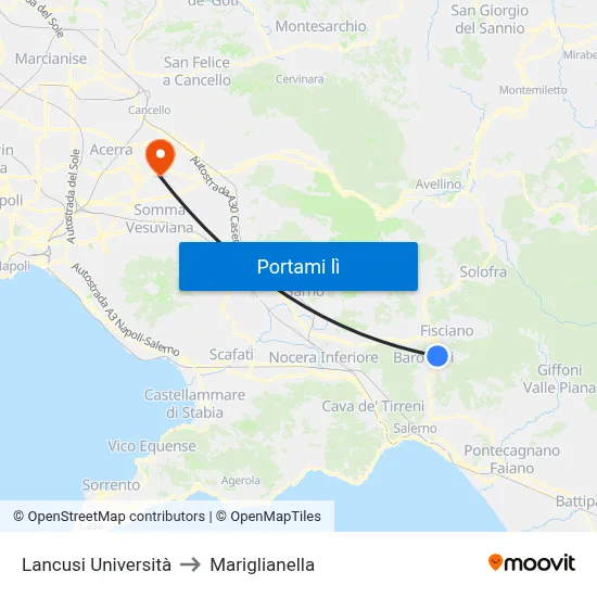 Lancusi Università to Mariglianella map