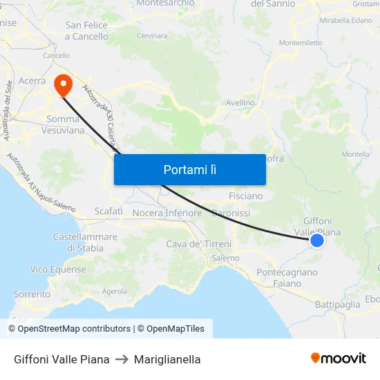 Giffoni Valle Piana to Mariglianella map
