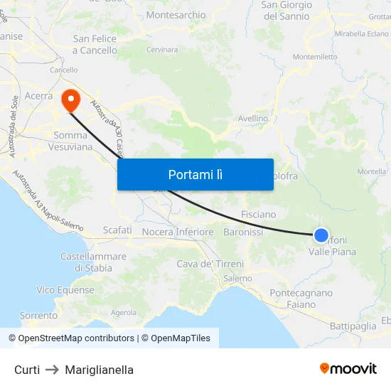Curti to Mariglianella map