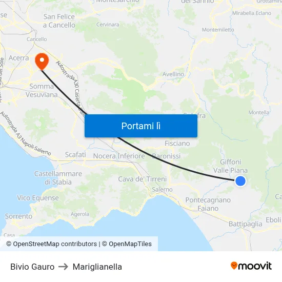 Bivio Gauro to Mariglianella map