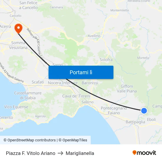 Piazza F. Vitolo Ariano to Mariglianella map