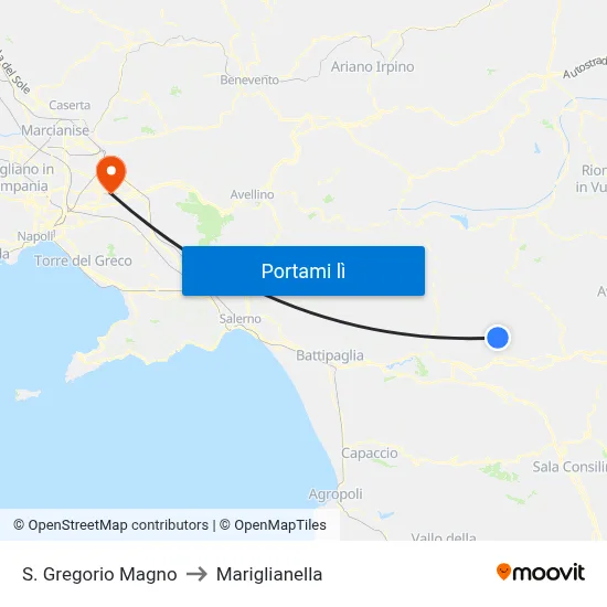 S. Gregorio Magno to Mariglianella map