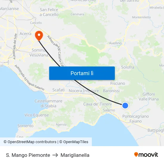 S. Mango Piemonte to Mariglianella map