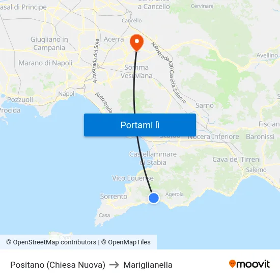 Positano (Chiesa Nuova) to Mariglianella map