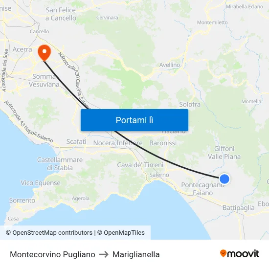 Montecorvino Pugliano to Mariglianella map