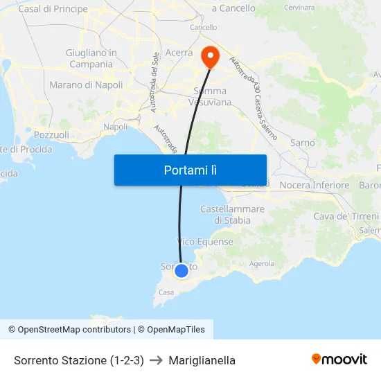 Sorrento Stazione (1-2-3) to Mariglianella map