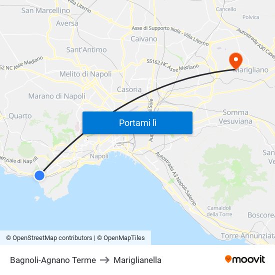 Bagnoli-Agnano Terme to Mariglianella map