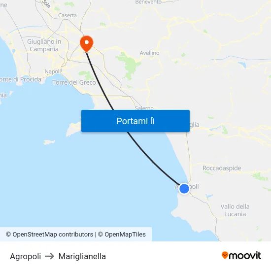 Agropoli to Mariglianella map
