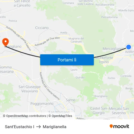 Sant'Eustachio I to Mariglianella map