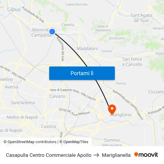 Casapulla Centro Commerciale Apollo to Mariglianella map