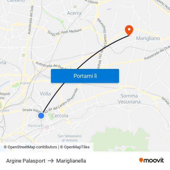 Argine Palasport to Mariglianella map