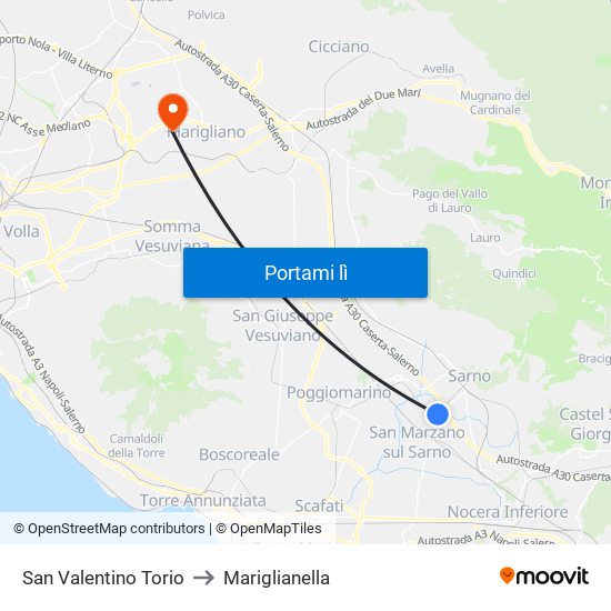 San Valentino Torio to Mariglianella map