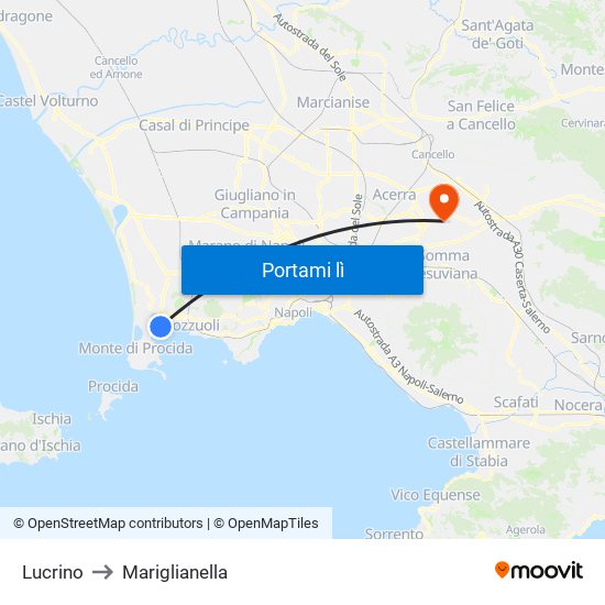 Lucrino to Mariglianella map