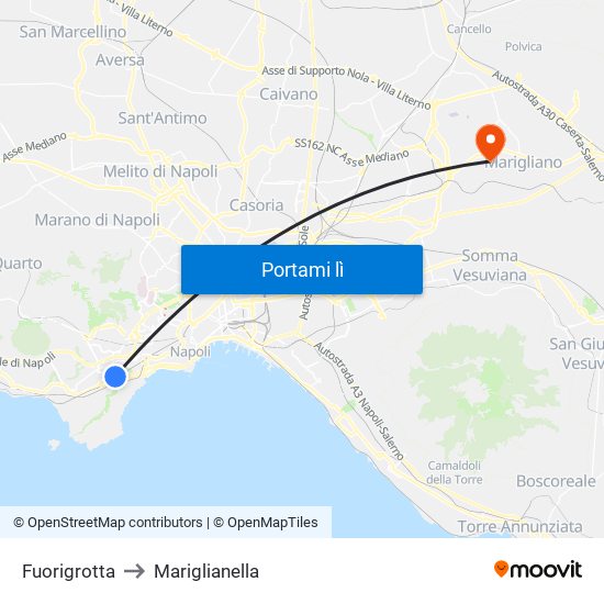 Fuorigrotta to Mariglianella map