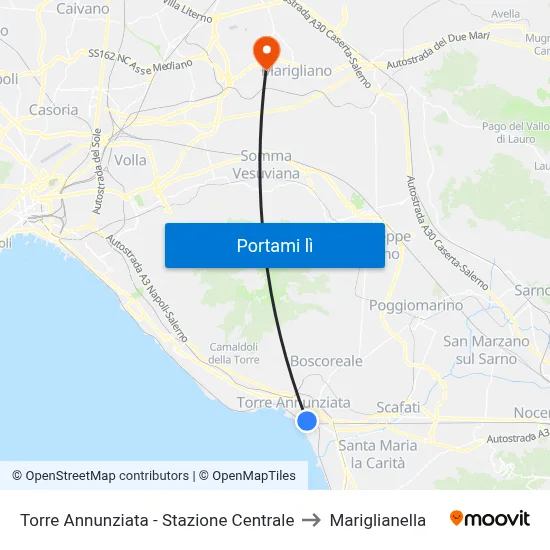 Torre Annunziata - Stazione Centrale to Mariglianella map