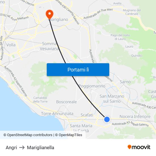 Angri to Mariglianella map