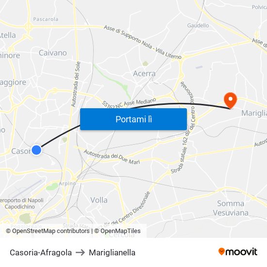 Casoria-Afragola to Mariglianella map