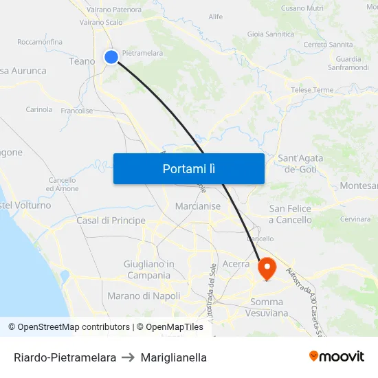 Riardo-Pietramelara to Mariglianella map