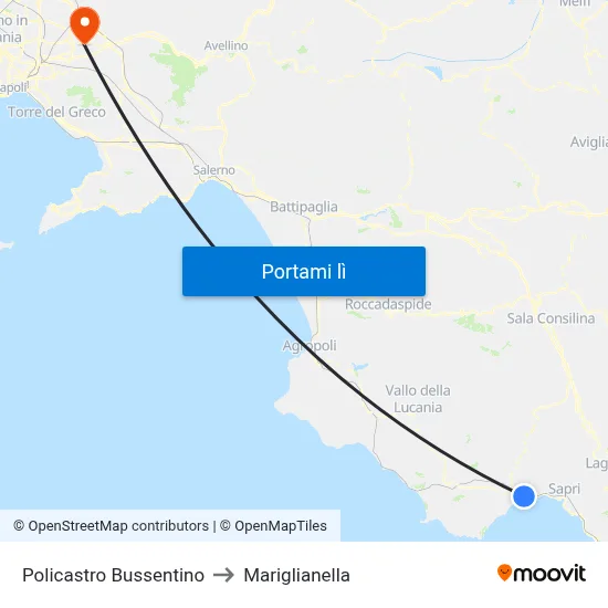 Policastro Bussentino to Mariglianella map