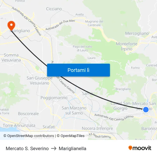 Mercato S. Severino to Mariglianella map