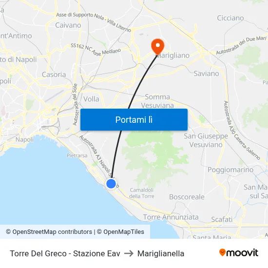 Torre Del Greco - Stazione Eav to Mariglianella map