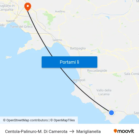 Centola-Palinuro-M. Di Camerota to Mariglianella map