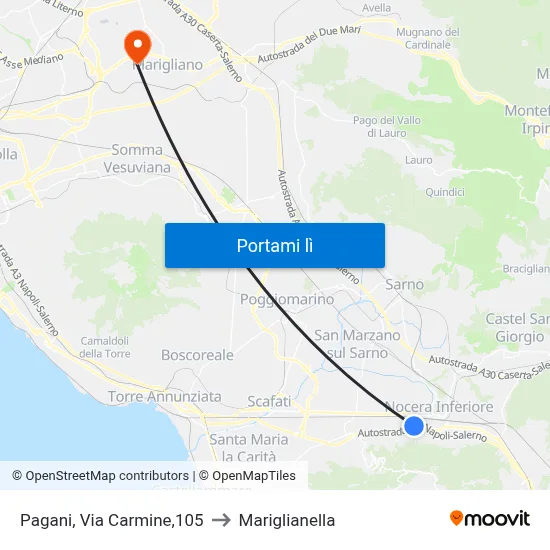 Pagani, Via Carmine,105 to Mariglianella map
