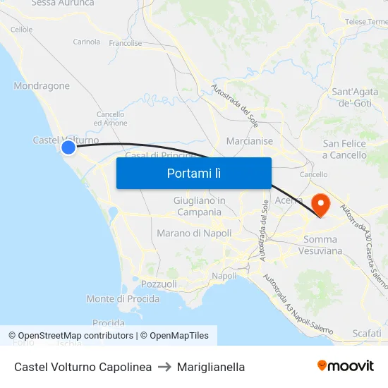 Castel Volturno Capolinea to Mariglianella map