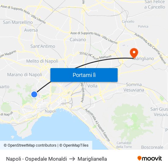 Napoli - Ospedale Monaldi to Mariglianella map