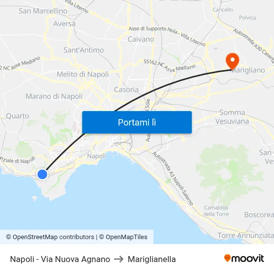 Napoli - Via Nuova Agnano to Mariglianella map