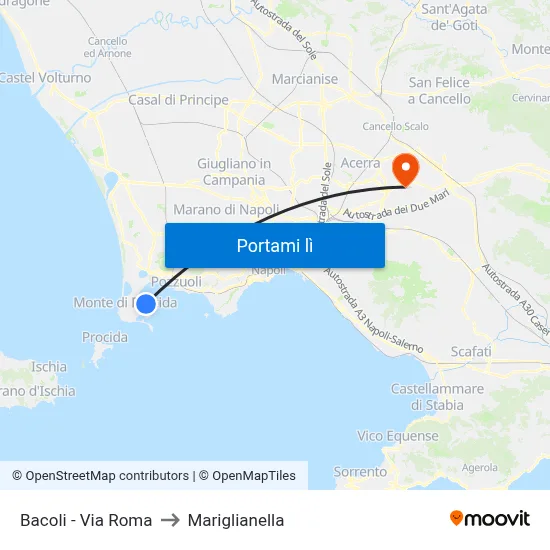 Bacoli - Via Roma to Mariglianella map
