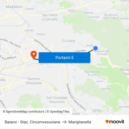 Baiano - Staz. Circumvesuviana to Mariglianella map