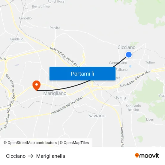 Cicciano to Mariglianella map