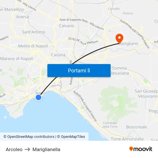 Arcoleo to Mariglianella map