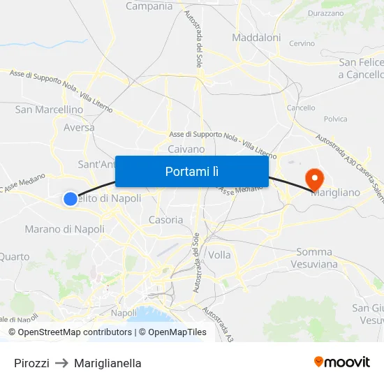 Pirozzi to Mariglianella map